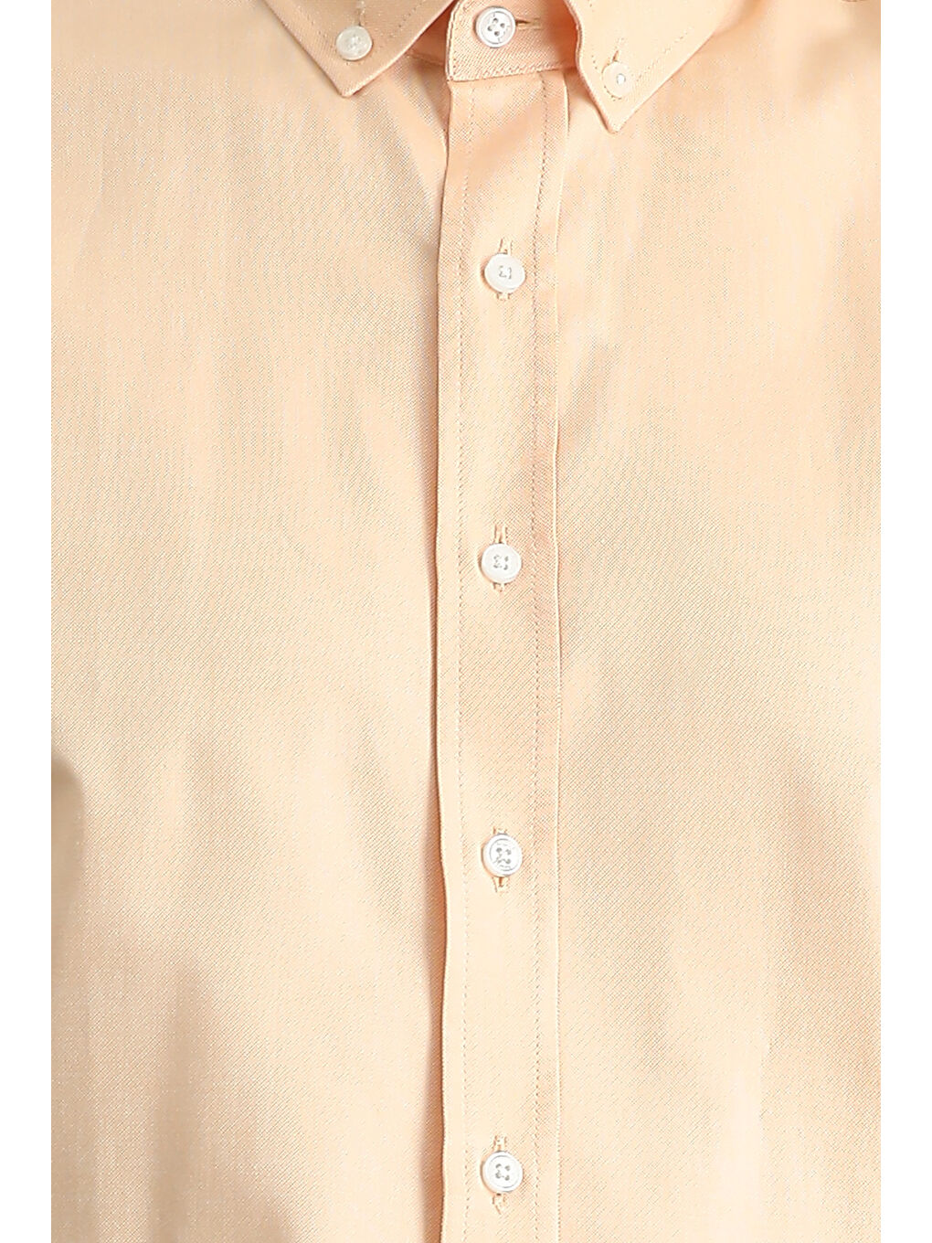 Turuncu Uzun Kol Slim Fit Dar Kesim Oxford Pamuk Düğmeli Yaka %100 Pamuk Gömlek-5