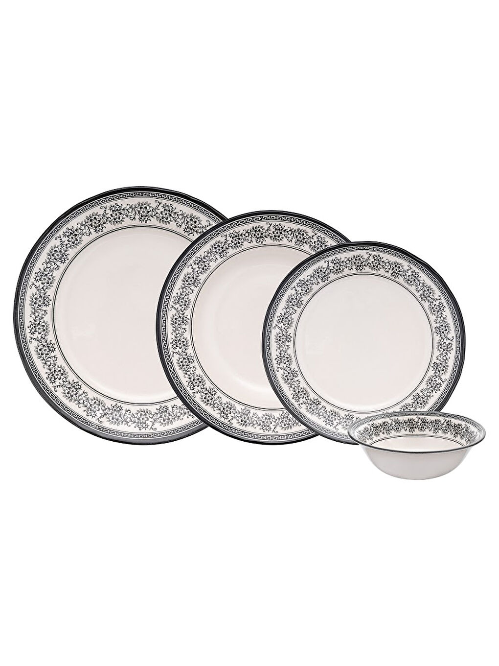 Beyaz Arya 24 Parça 6 Kişilik Yemek Takımı Siyah-8