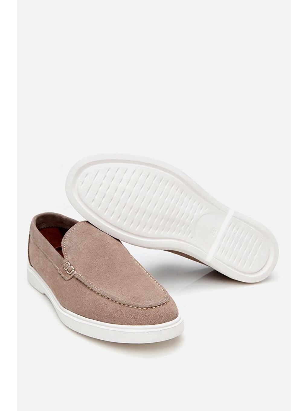 Erkek Süet Deri Bej Hafif Tabanlı Günlük Loafer-5