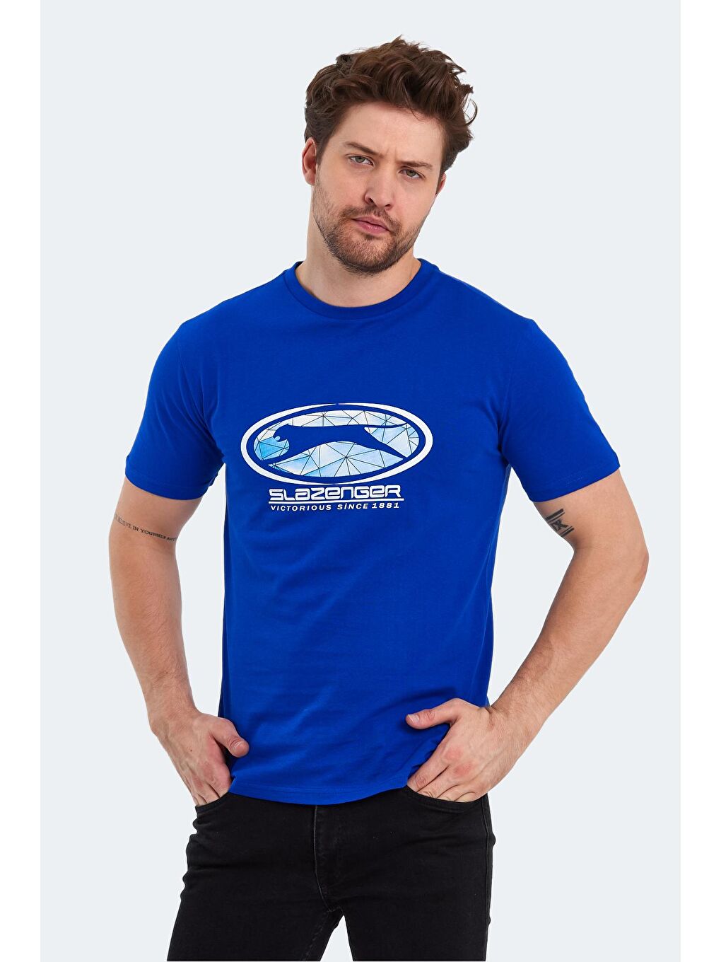 SLAZENGER Saks PACKER Erkek T-Shirt Saks Mavi