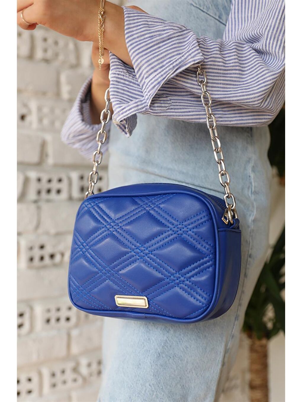 Zincirli Çapraz Askılı Çanta Lacivert-2