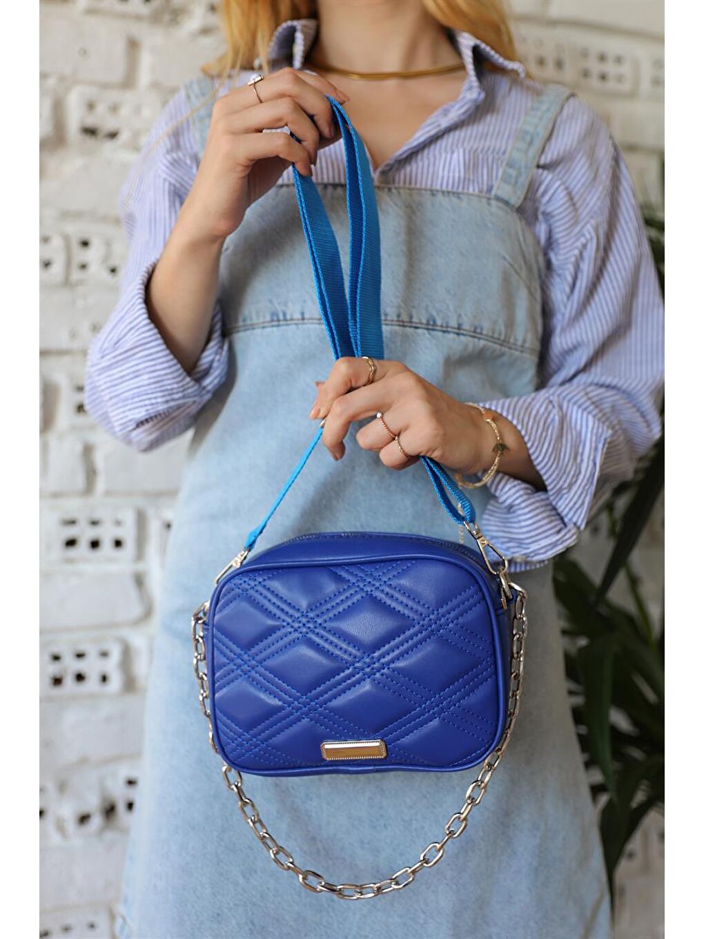 Zincirli Çapraz Askılı Çanta Lacivert-3