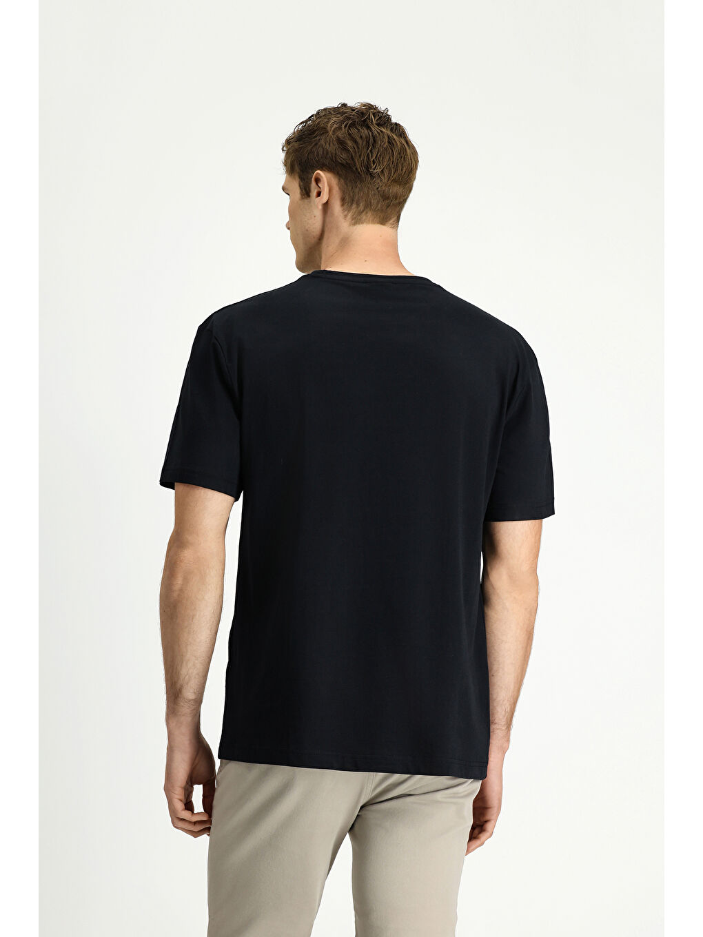 Siyah Bisiklet Yaka Oversize Pamuk Baskılı Tişört-4