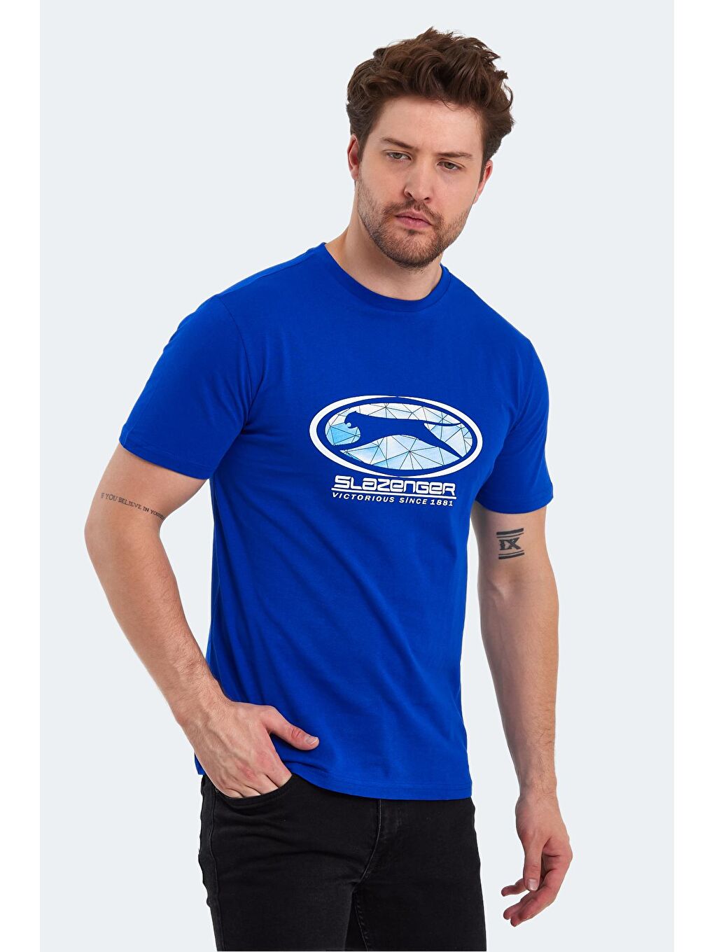 SLAZENGER Saks PACKER Erkek T-Shirt Saks Mavi - 2