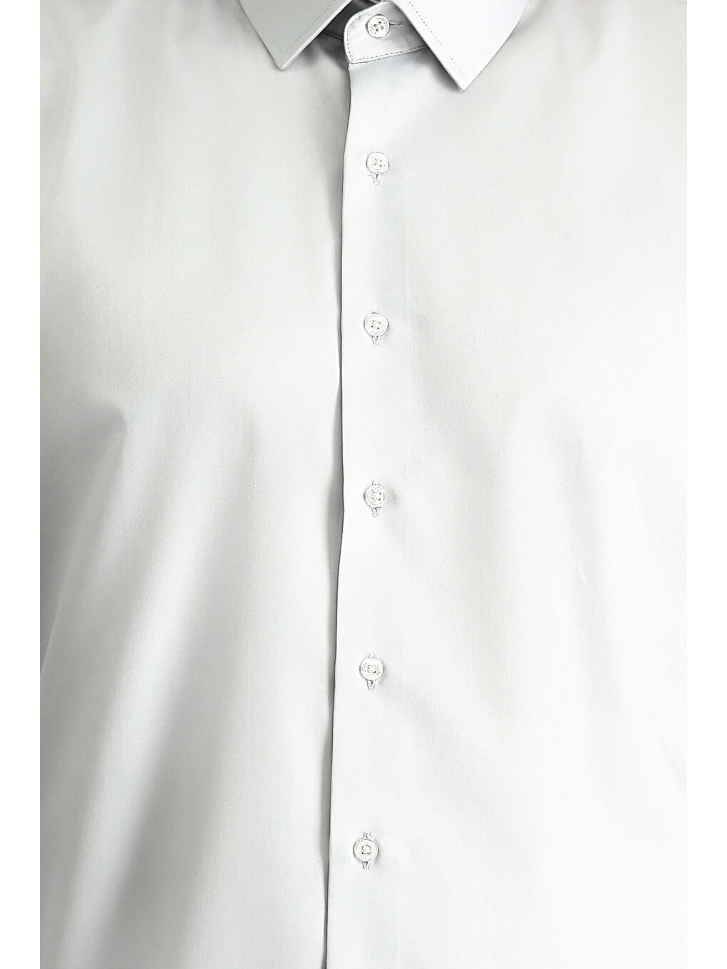 Gri Uzun Kol Slim Fit Dar Kesim Klasik Non Iron Saten Pamuklu Büyük Beden Gömlek-4