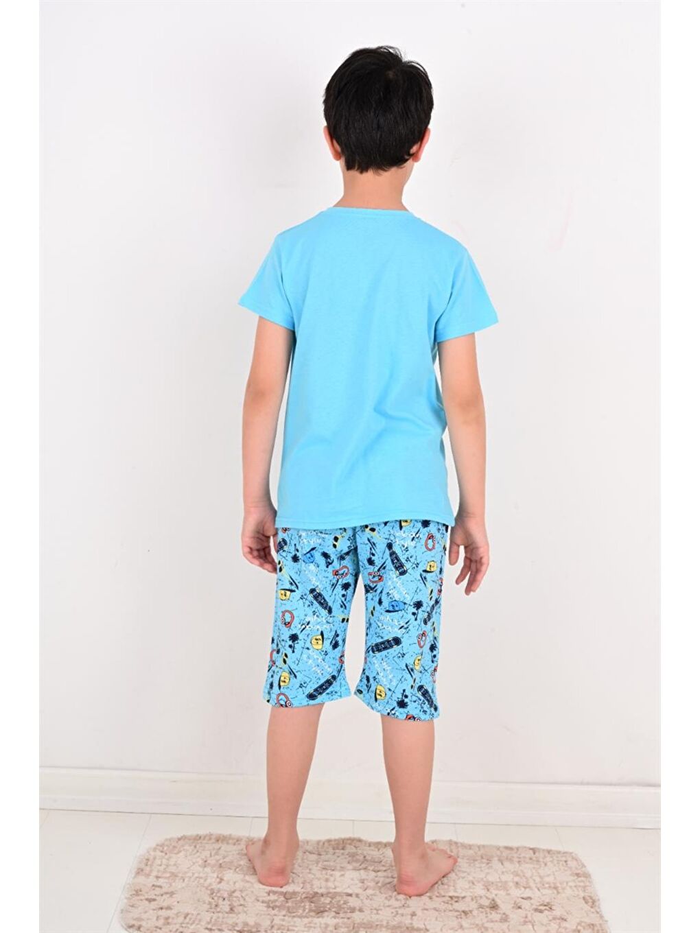 Mavi Erkek Çocuk Kapri  Pijama Takımı Born To Skate Turkuaz-1