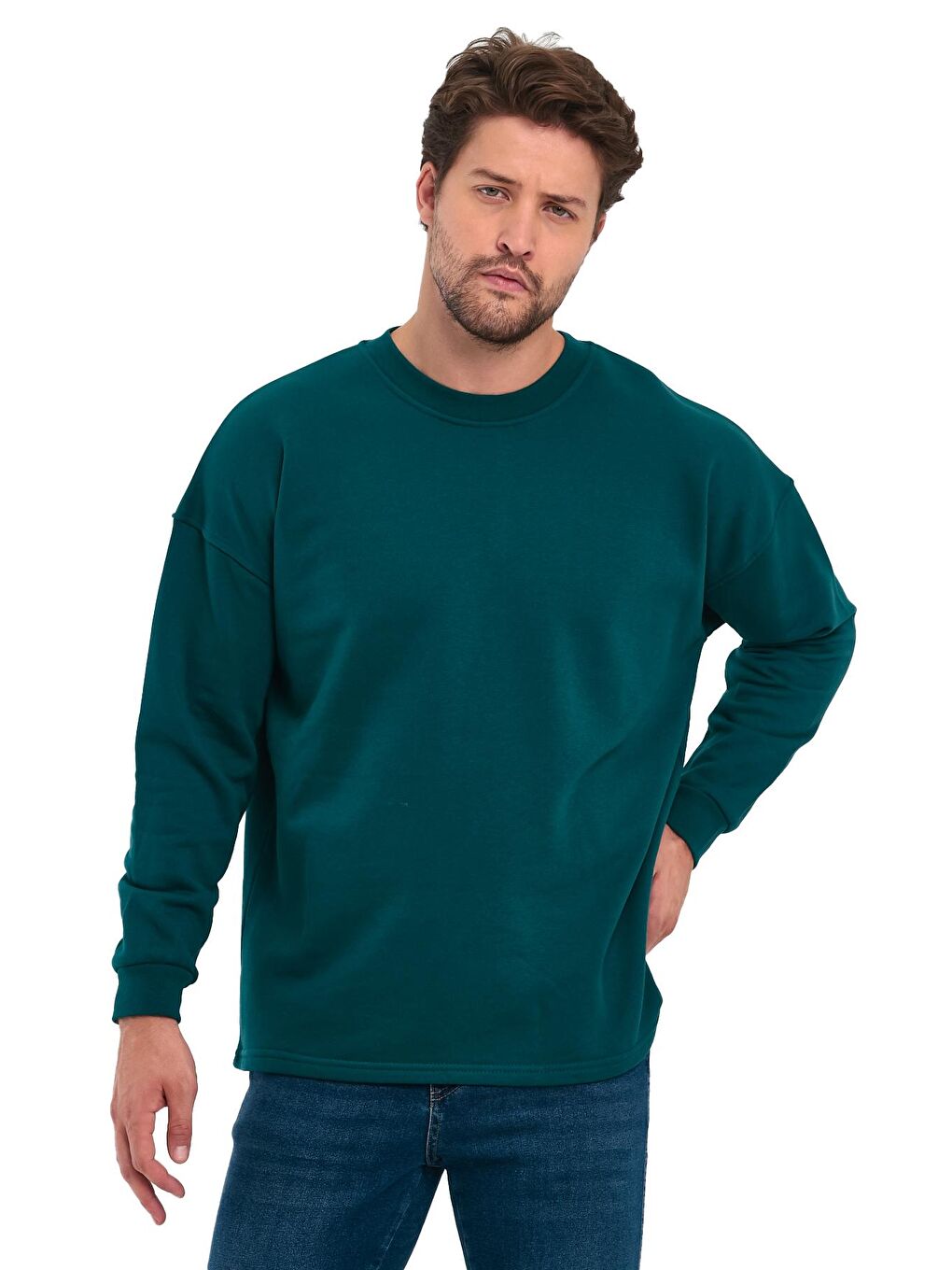 Rodi Petrol 3 İplik Bisiklet Yaka Erkek Sweatshirt