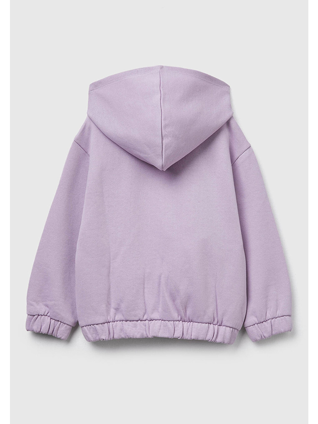 Kız Çocuk Lila Önü Aplikeli Fermuarlı Yan Cepli Kapüşonlu Sweatshirt-1