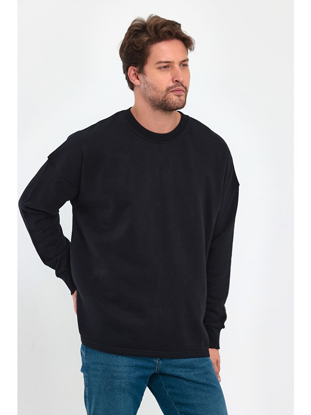 Rodi Siyah 3 İplik Bisiklet Yaka Erkek Sweatshirt - 2