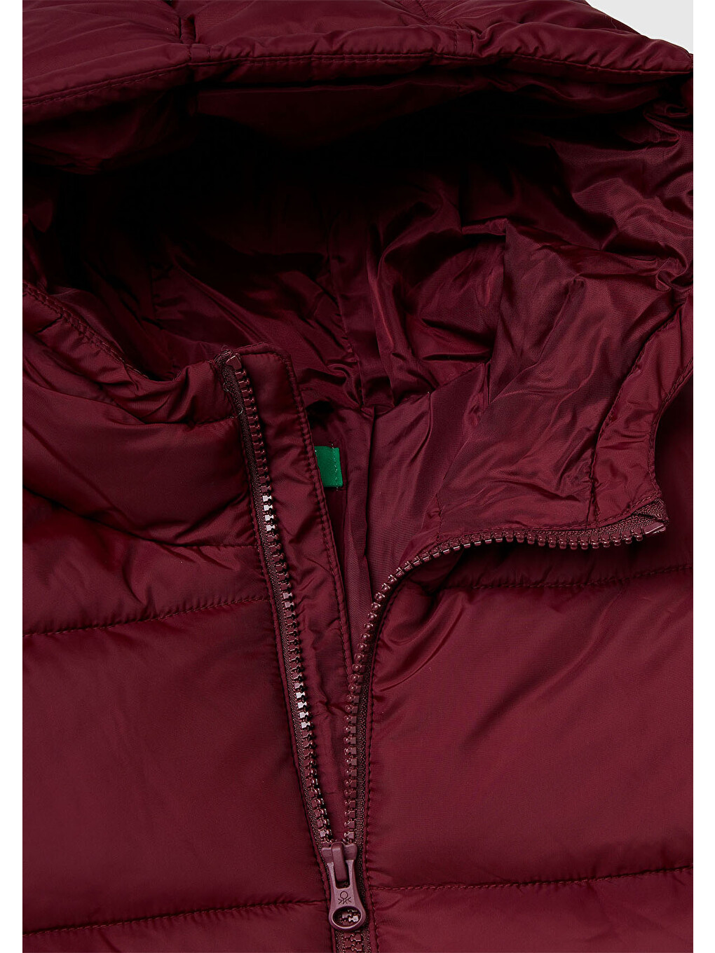 Erkek Çocuk Bordo Logo Detaylı Fermuarlı Kapüşonlu Dolgulu Mont-2