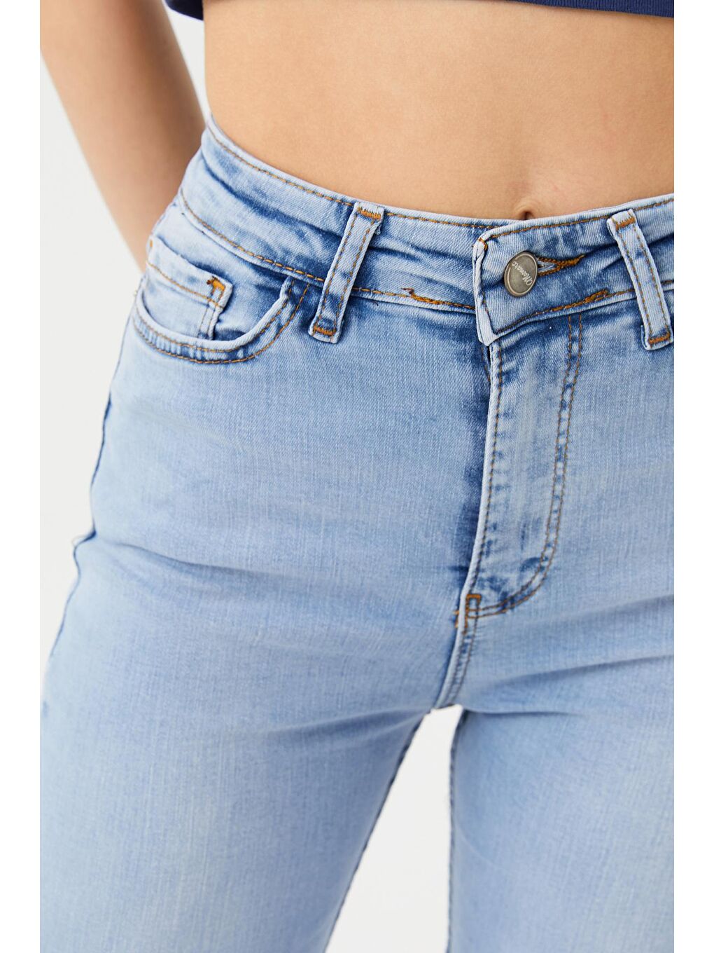 Kadın Buz Mavi Random Yıkamalı Skinny Jeans-1