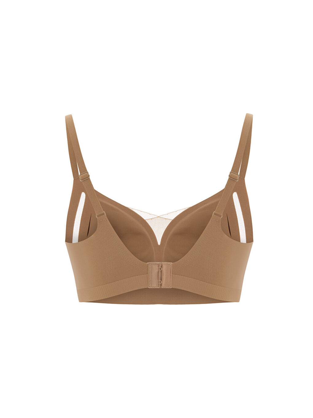 Kahverengi Kadın Dikişsiz Lazer Kesim Tül Detaylı Çıkarılabilir Pedli Balensiz Konfor Sütyen-1