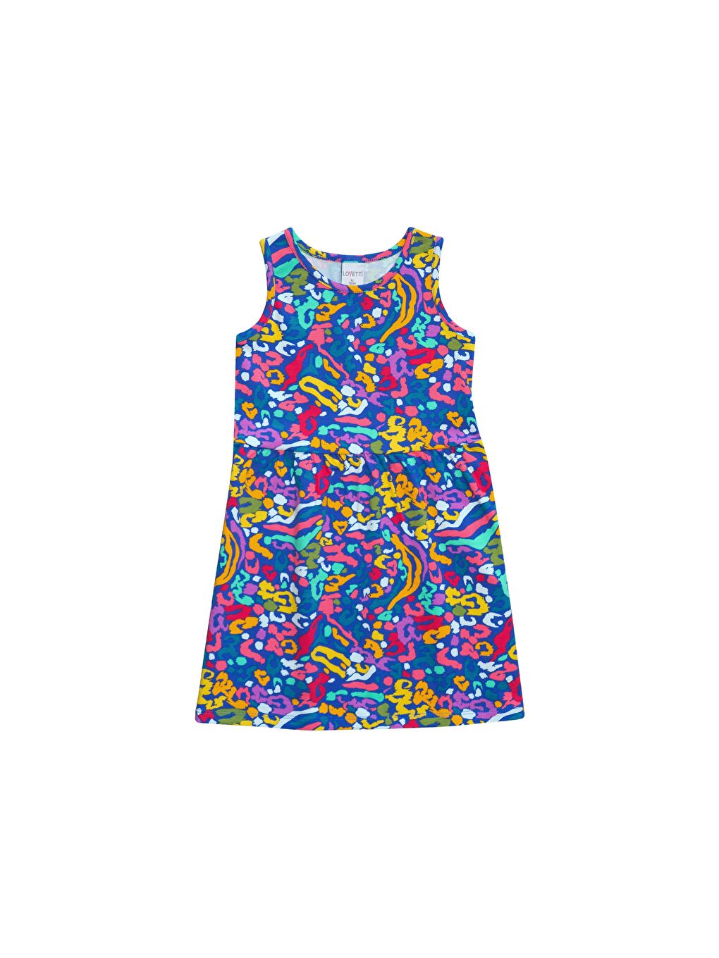 Karışık Abstract Leopard Kız Çocuk Desenli Kolsuz Elbise