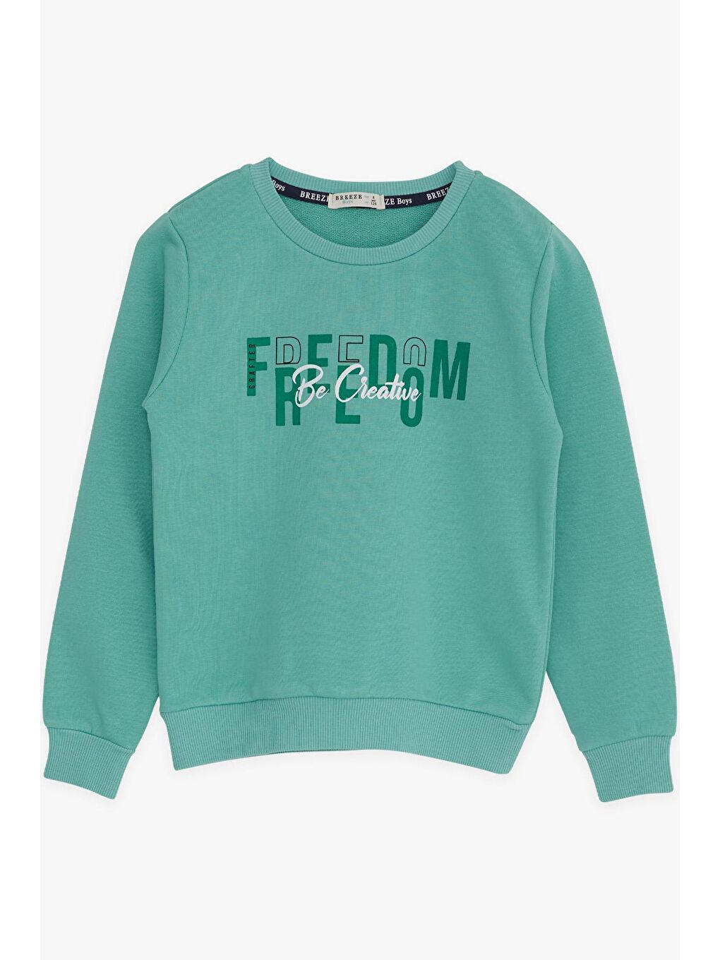 Breeze Su Yeşili Erkek Çocuk Sweatshirt Yazı Baslılı Mint Yeşili (14 Yaş)