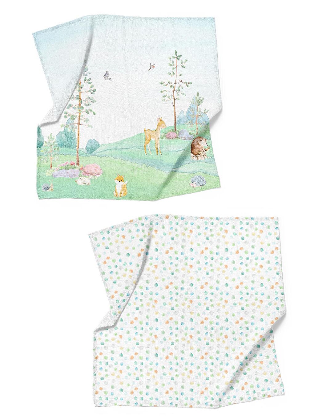 Beyaz Arcadia %100 Pamuk Müslin Örtü Seti- (90x90 cm 2'li)