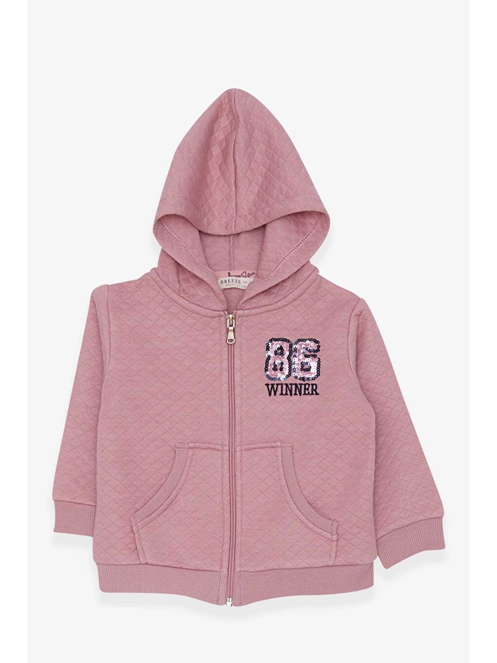 Pembe Kız Çocuk Hırka Nakışlı Pullu Gülkurusu (1.5-4 Yaş)