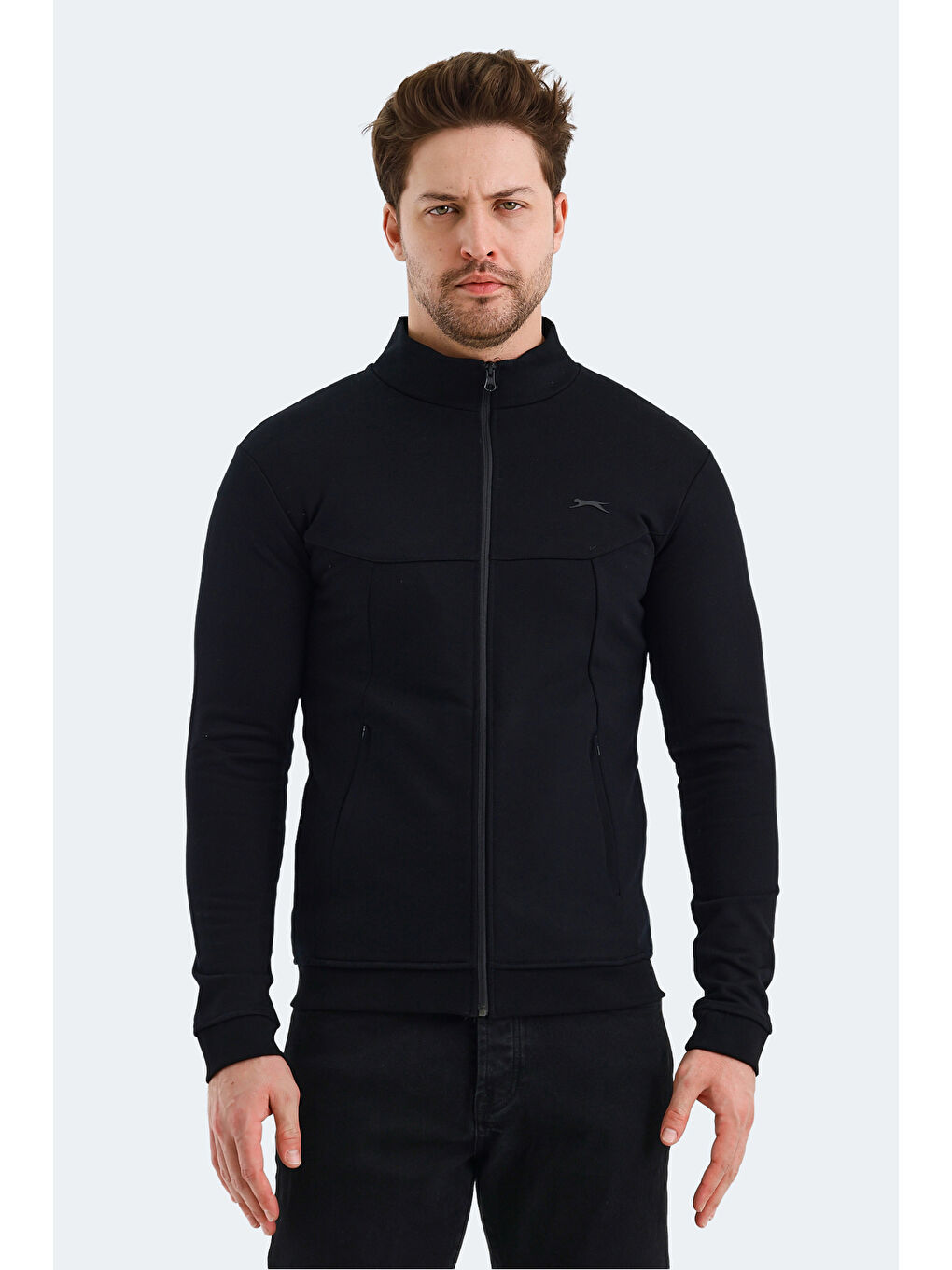 VISUAL Erkek Fermuarlı Sweatshirt Siyah