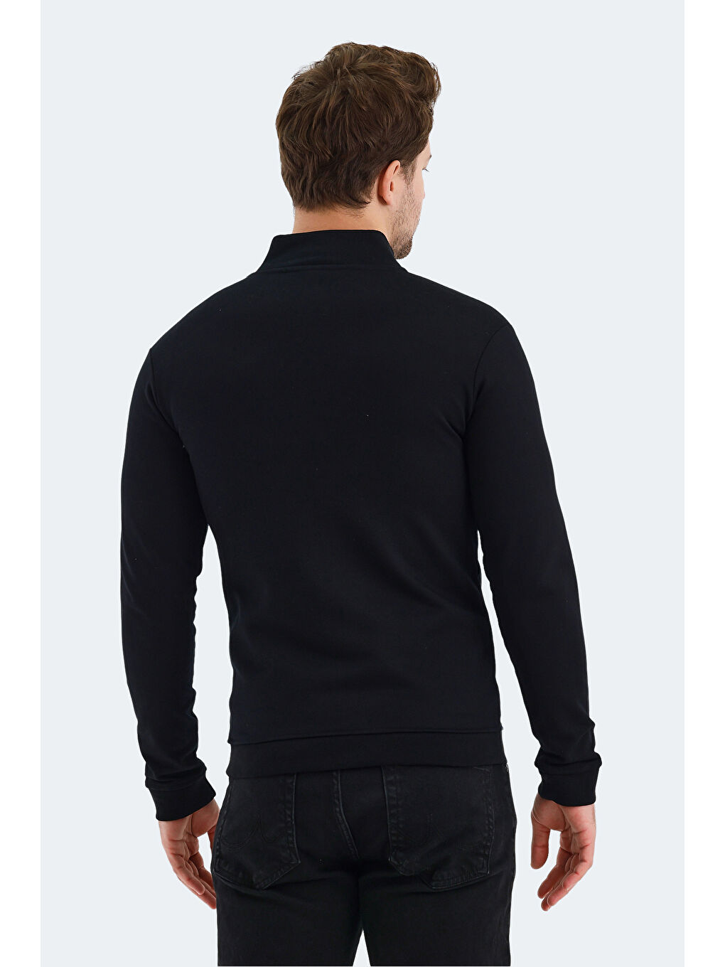 VISUAL Erkek Fermuarlı Sweatshirt Siyah-1