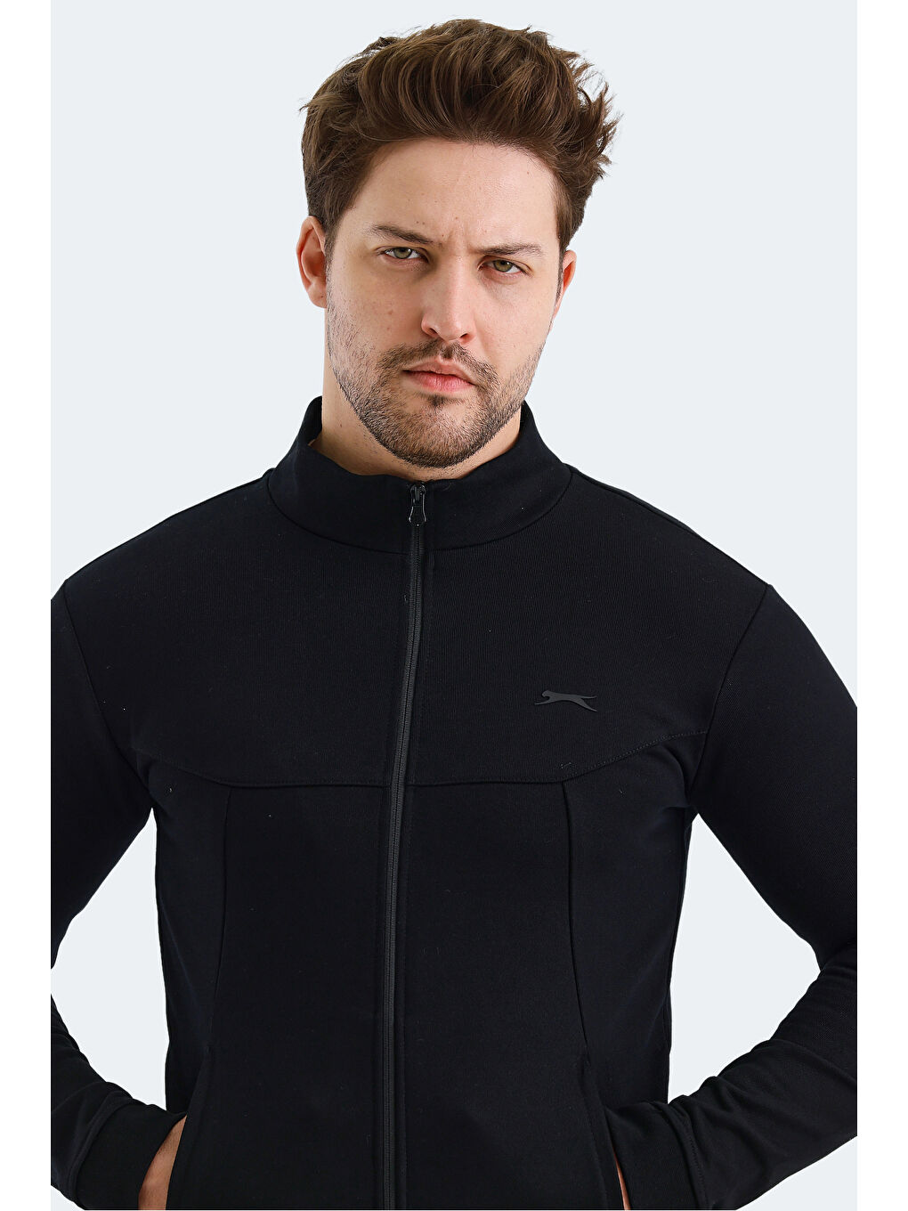 VISUAL Erkek Fermuarlı Sweatshirt Siyah-4