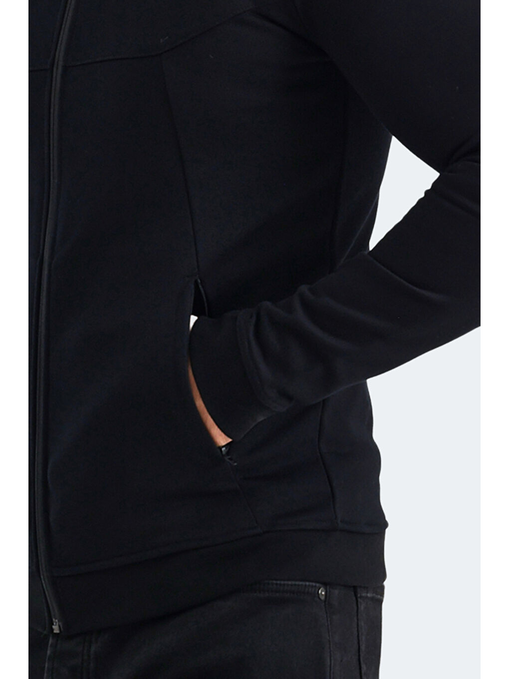 VISUAL Erkek Fermuarlı Sweatshirt Siyah-5