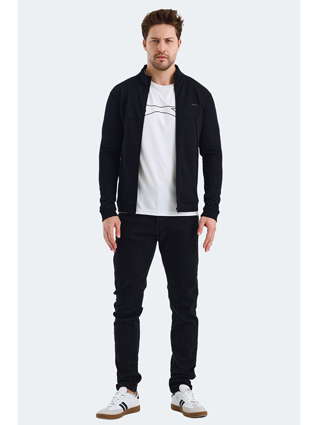 VISUAL Erkek Fermuarlı Sweatshirt Siyah-6