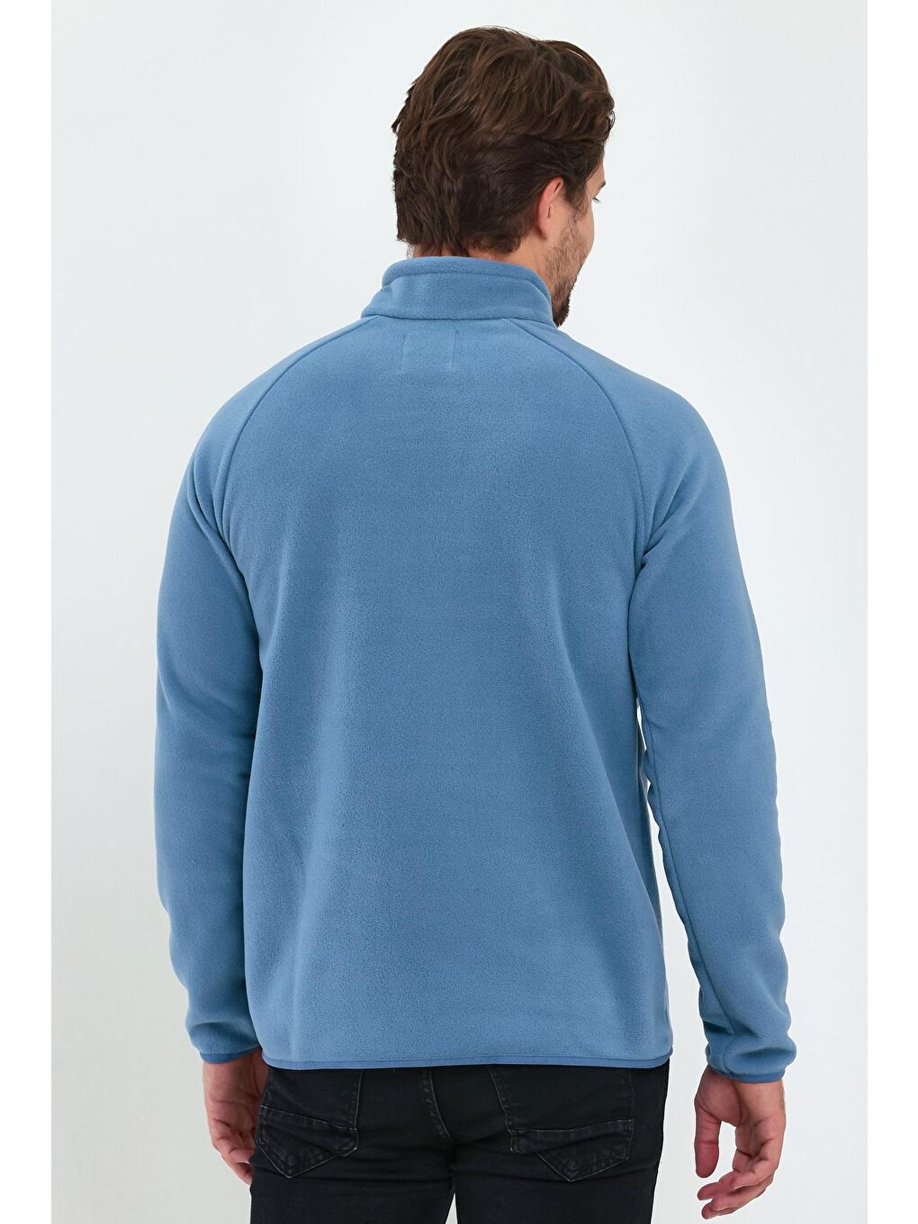 Mavi Mikro Polar Dik Yaka Erkek Sweatshirt-4