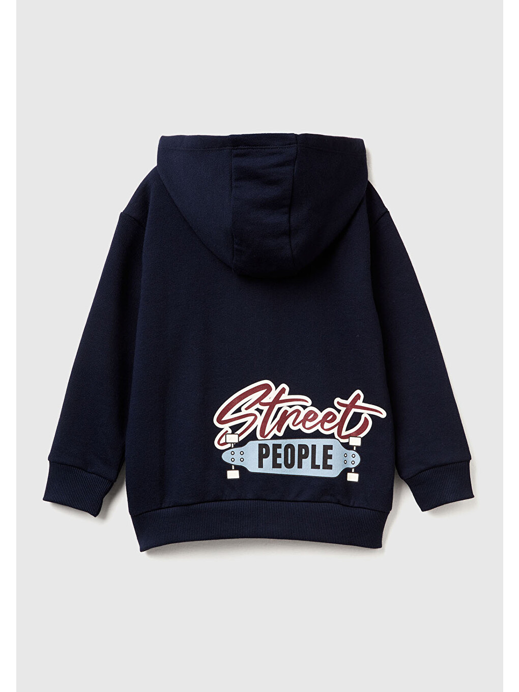 Erkek Çocuk Lacivert Baskılı Fermuarlı Kapüşonlu Relaxed Fit Sweatshirt-1