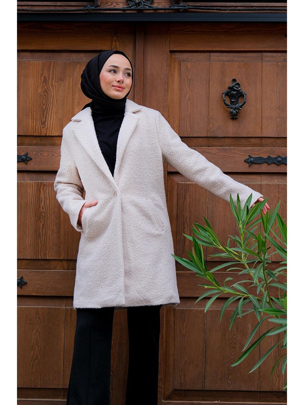 Kadın Buklet Kaban Bej-2