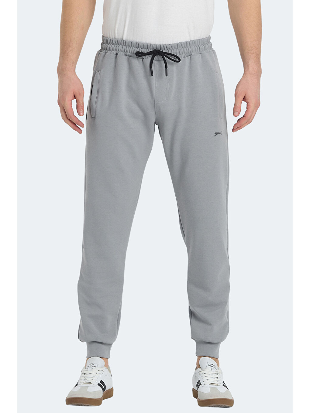 KIWI IN Erkek Fermuar Cepli Dar Paça Gri Eşofman Altı-1