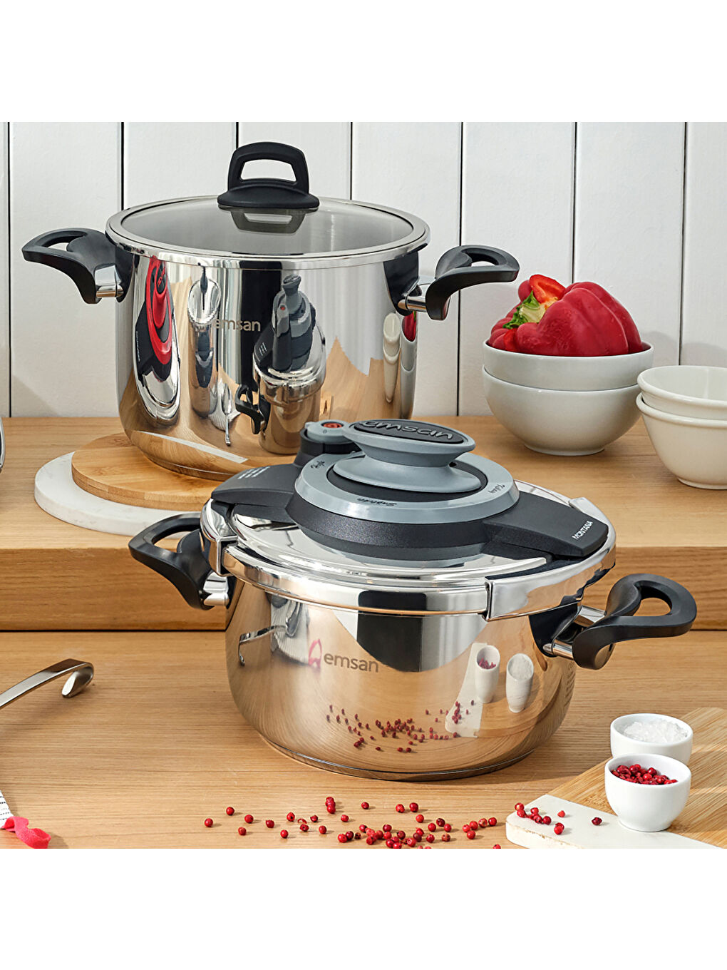 Montana İndüksiyon Tabanlı Düdüklü Tencere Seti Siyah Gri 4+6 Litre-6