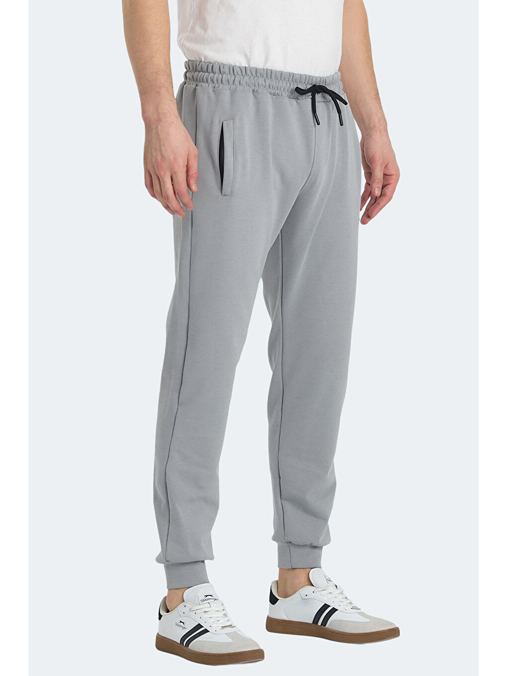 KIWI IN Erkek Fermuar Cepli Dar Paça Gri Eşofman Altı-2