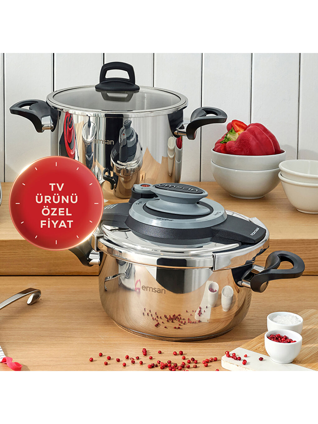 Montana İndüksiyon Tabanlı Düdüklü Tencere Seti Siyah Gri 4+6 Litre-7