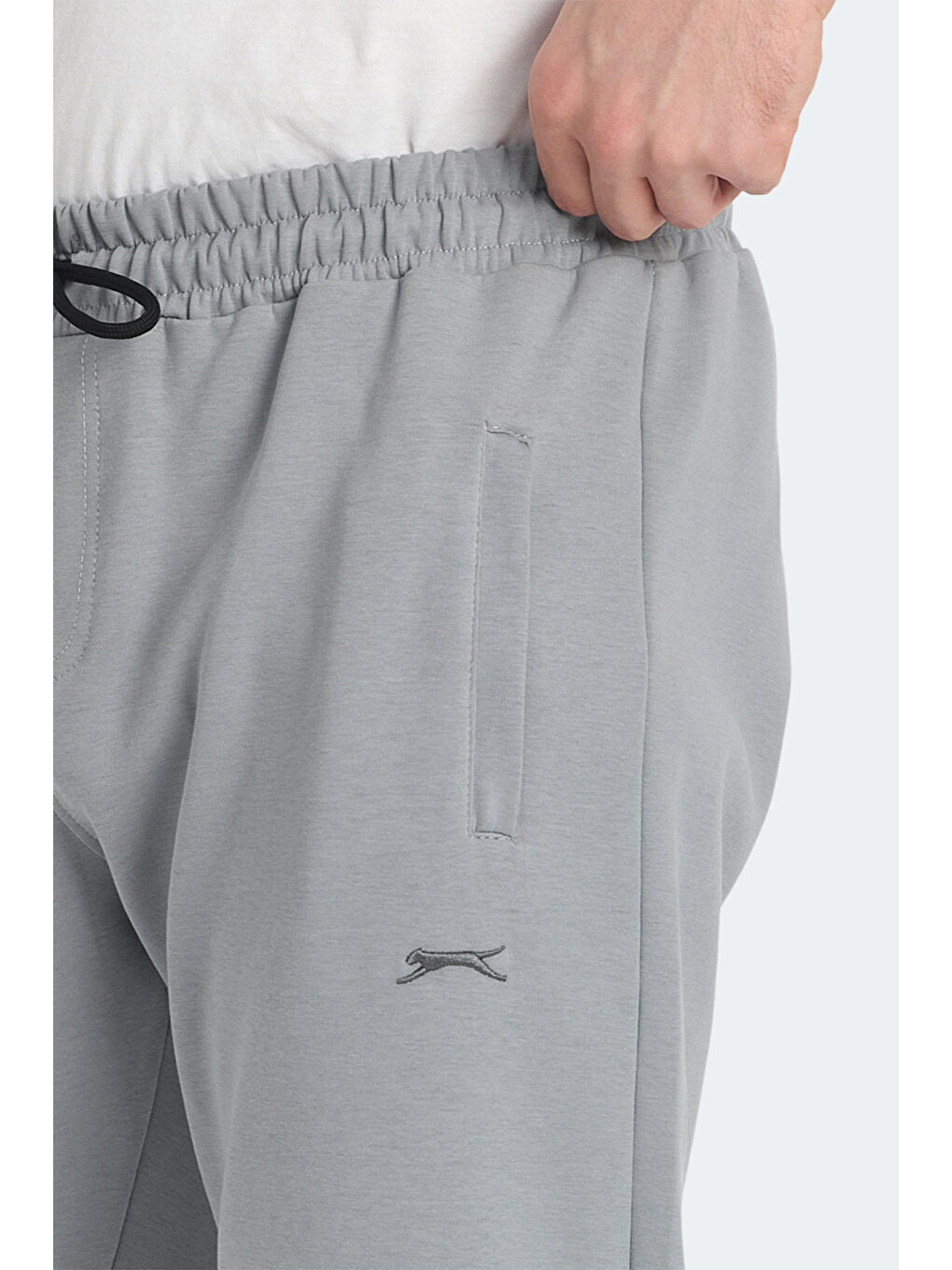 KIWI IN Erkek Fermuar Cepli Dar Paça Gri Eşofman Altı-4