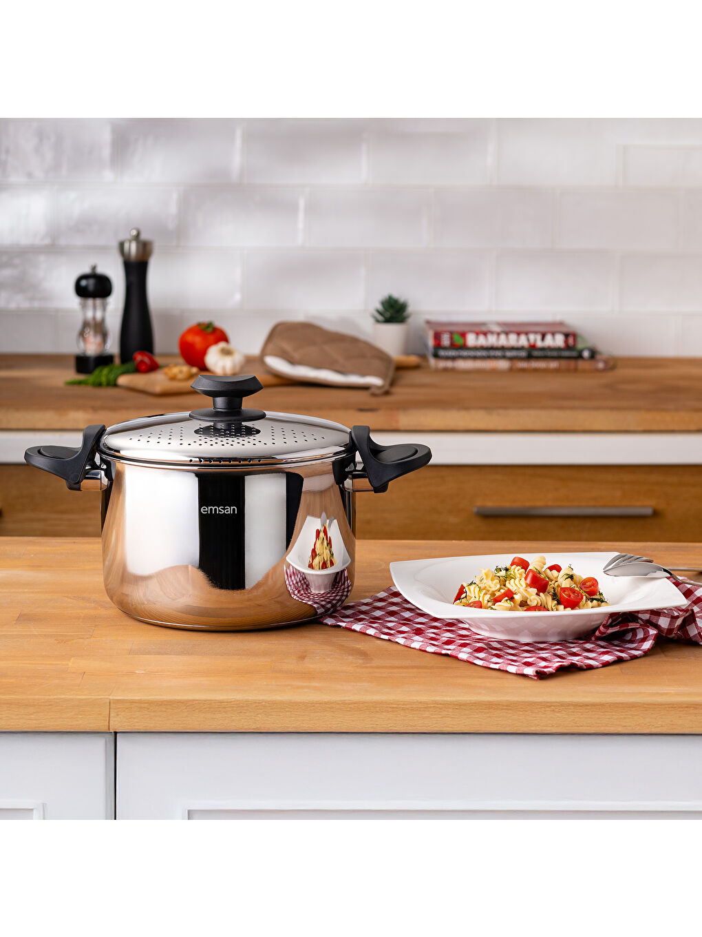 Gri Azur Çelik Makarna Tenceresi-6