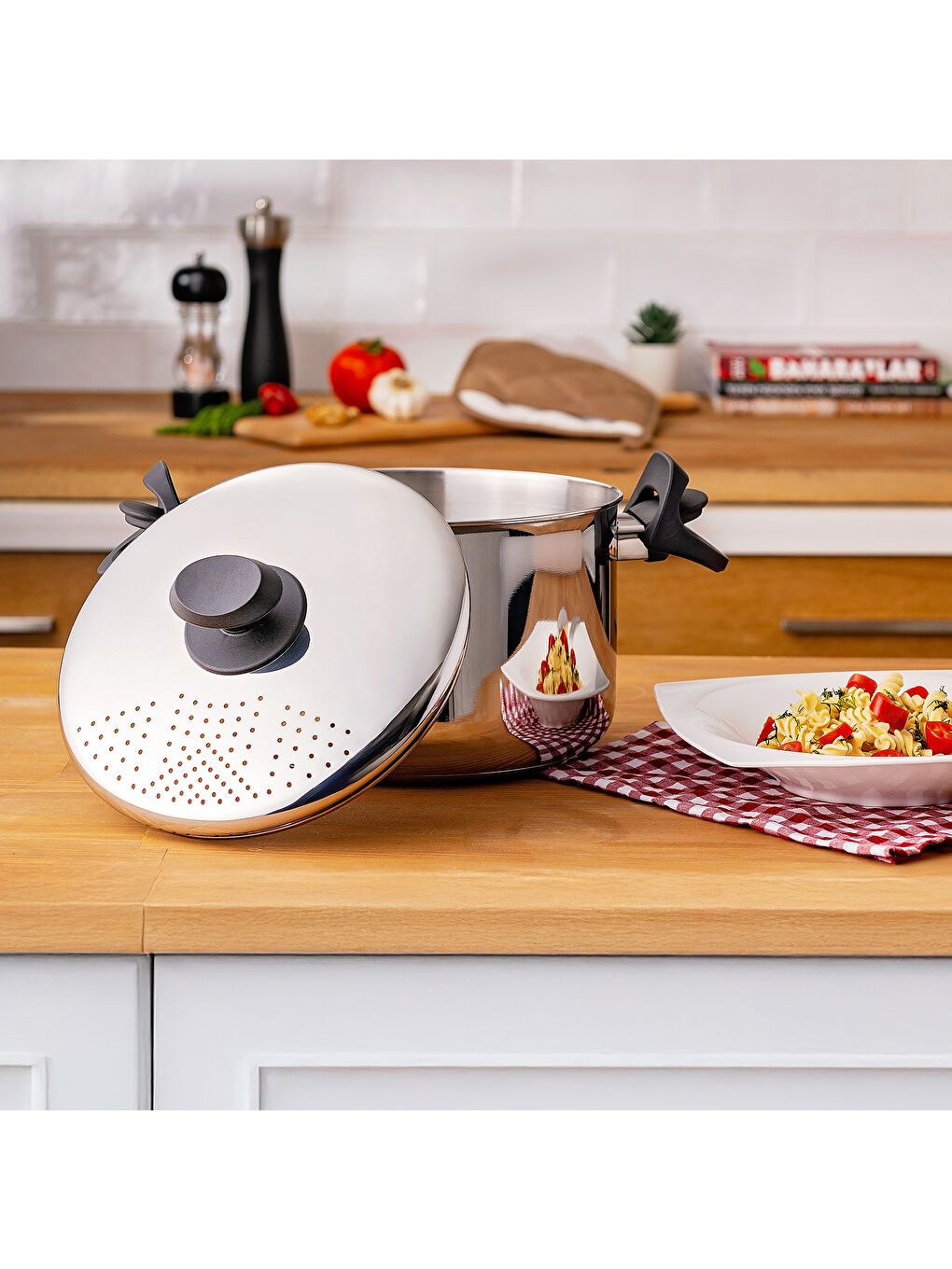 Gri Azur Çelik Makarna Tenceresi-7