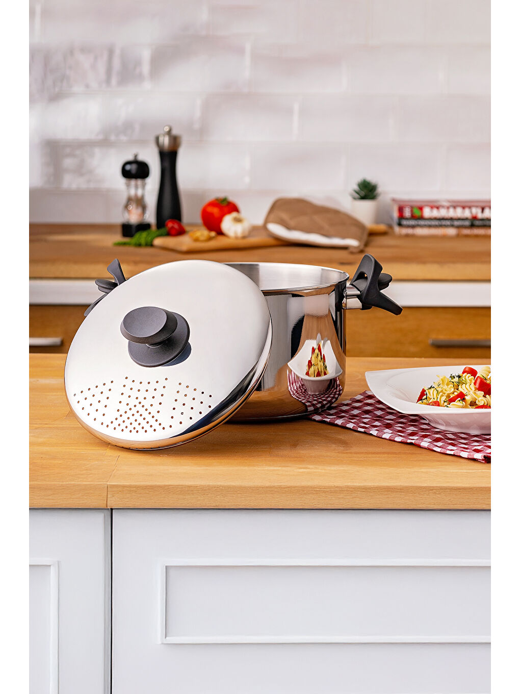 Gri Azur Çelik Makarna Tenceresi-5