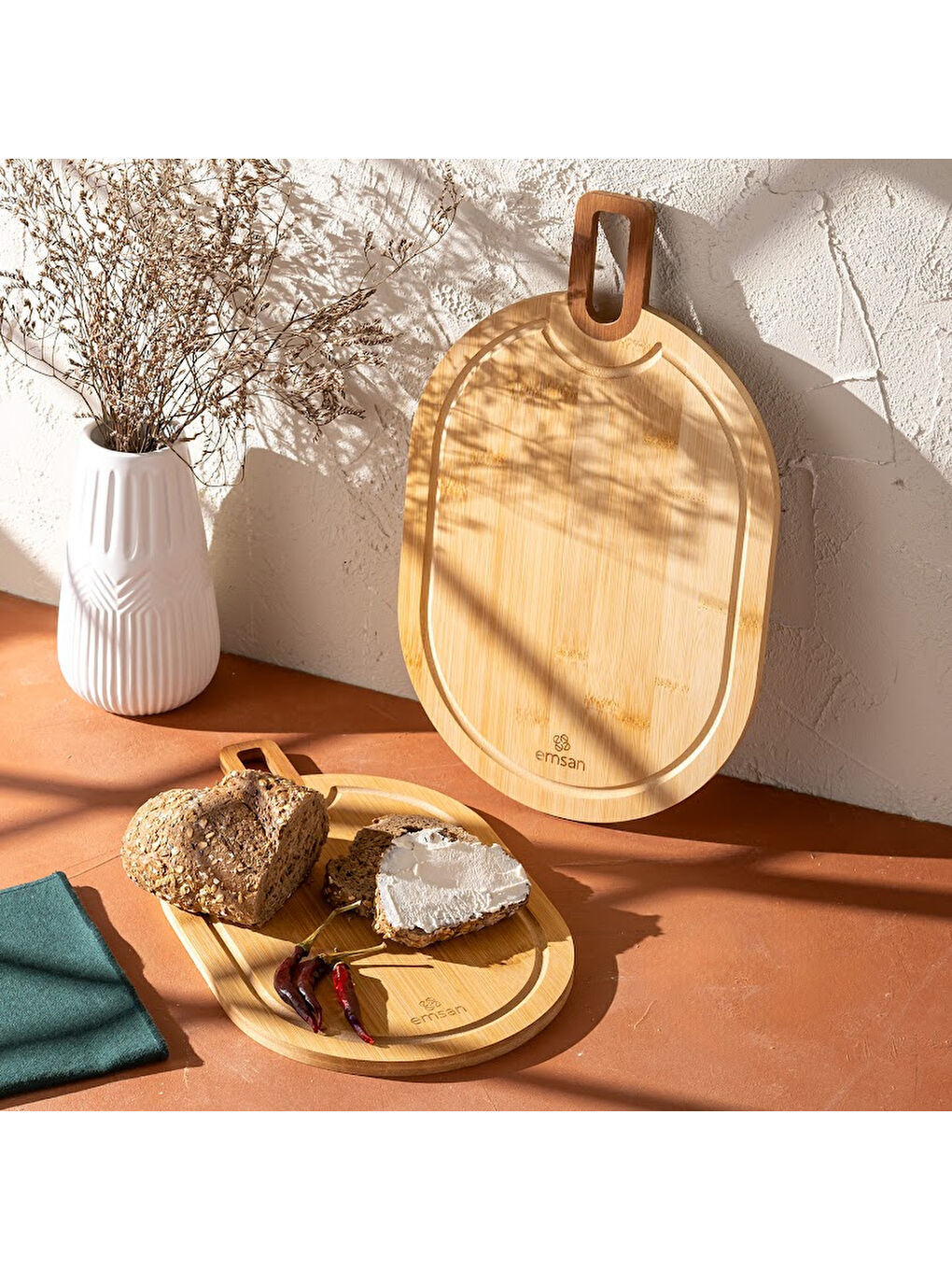 Kahverengi Bambu Lavin 2'li Kesme Tahtası-7