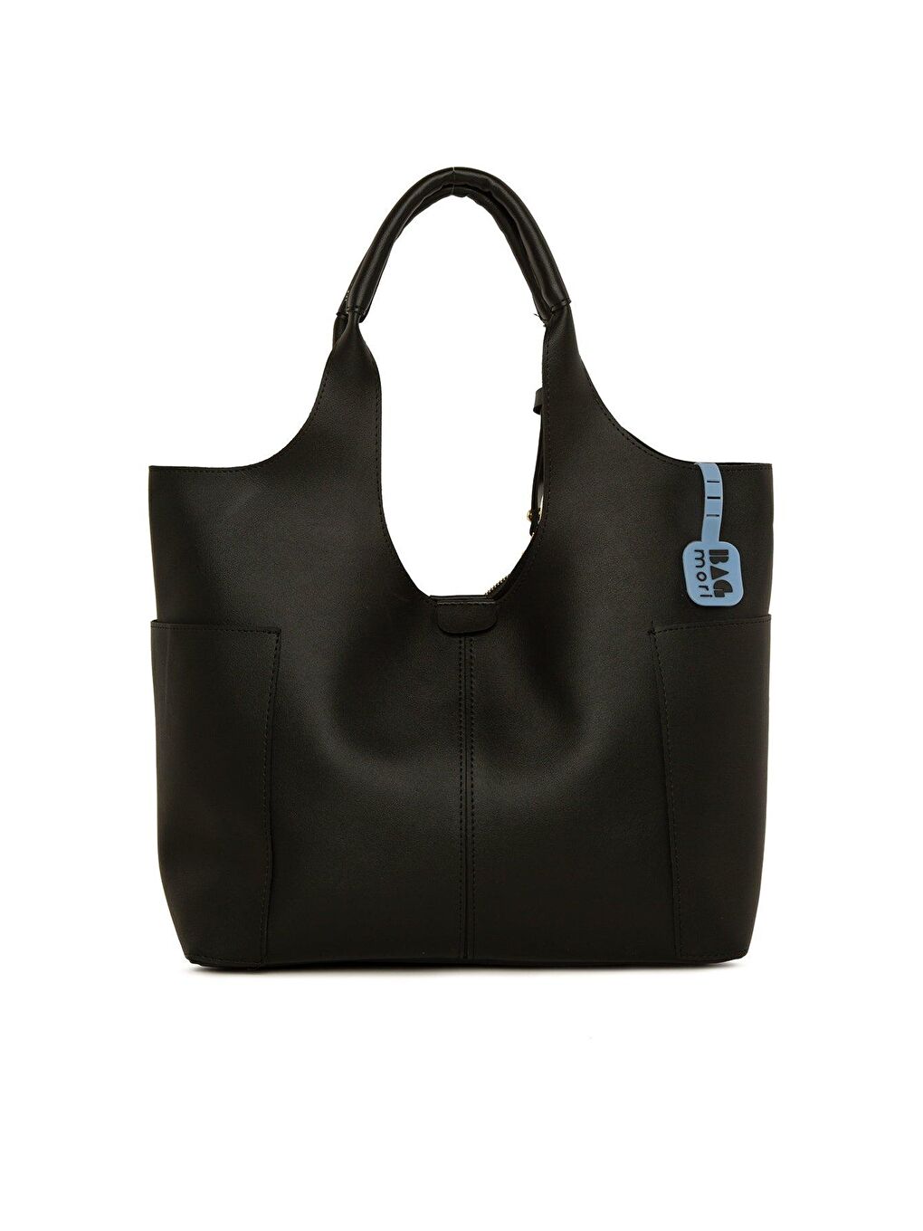 Siyah Yan Cepli Cüzdan Detaylı Büyük Çanta