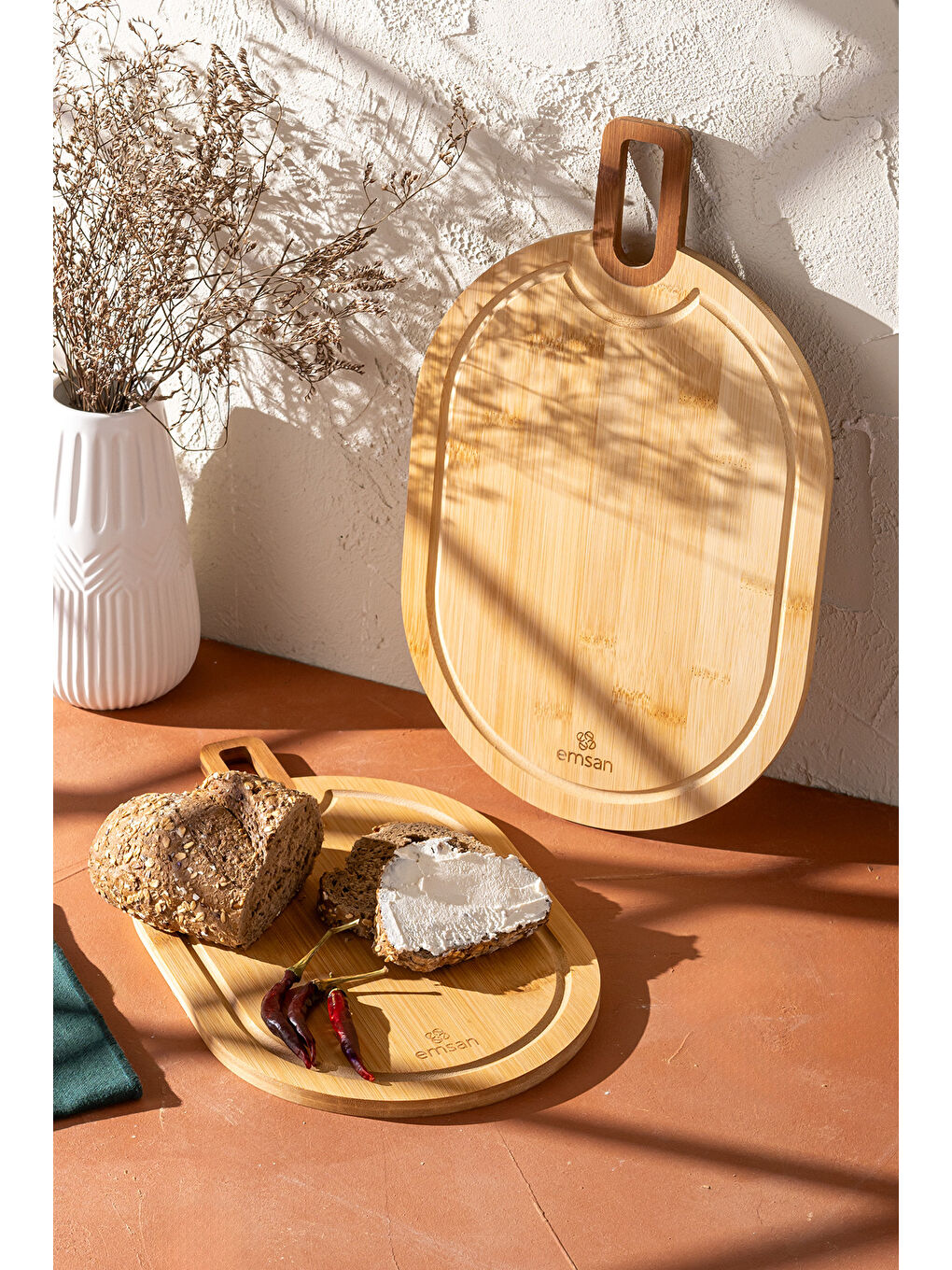 Kahverengi Bambu Lavin 2'li Kesme Tahtası-3