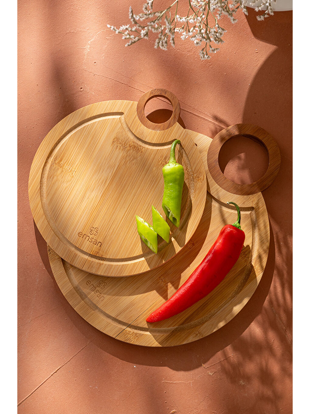 Kahverengi Bambu Ladin 2'li Kesme Tahtası-5