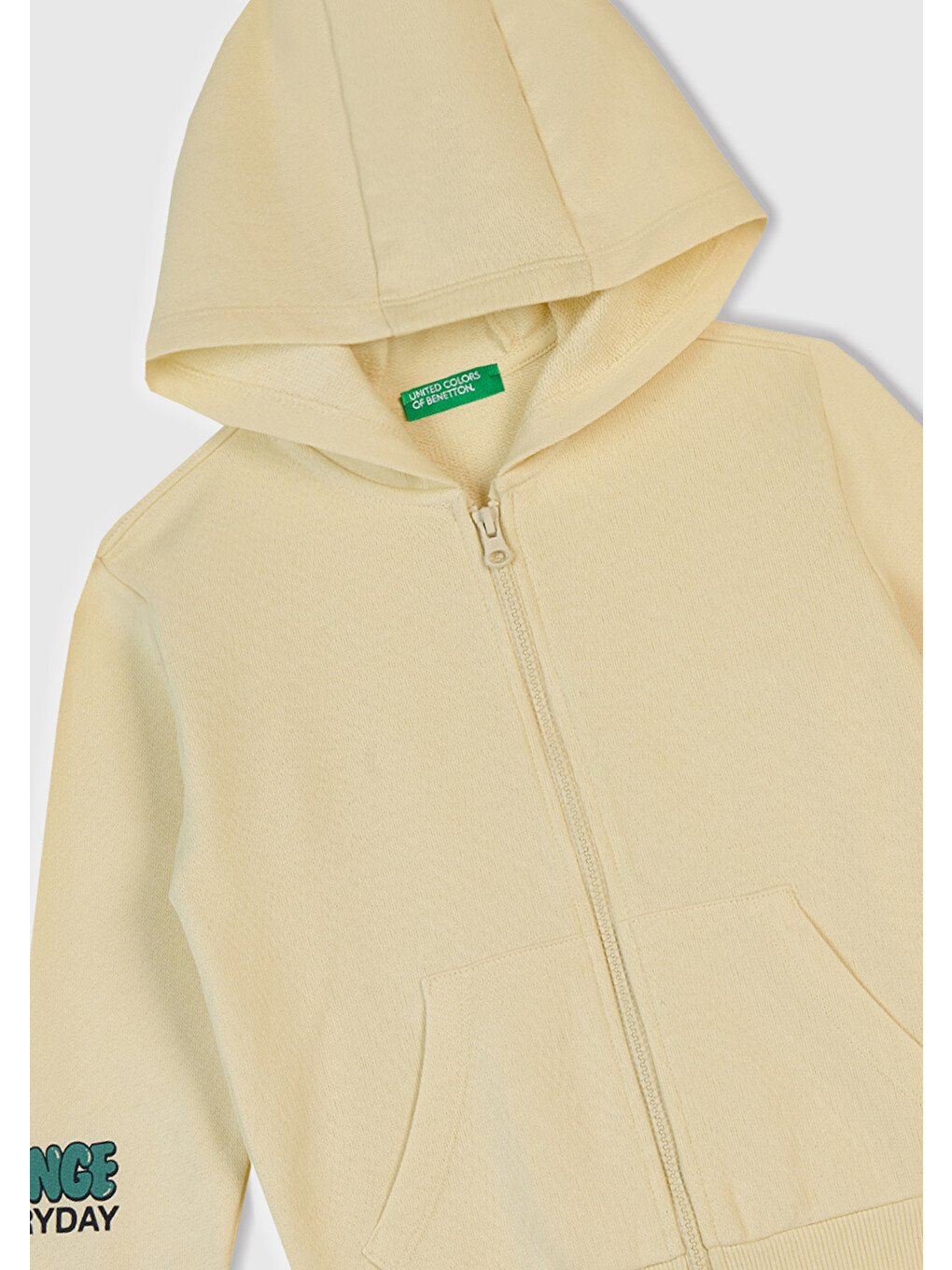 Ekru Erkek Çocuk Krem Baskılı Fermuarlı Kapüşonlu Relaxed Fit Sweatshirt-1