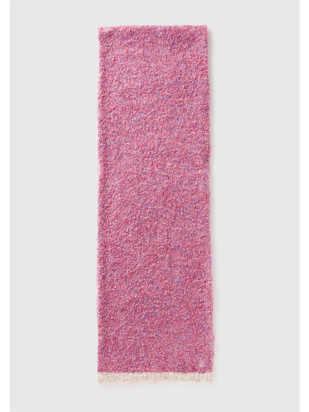 Pembe Kız Çocuk Gül Kurusu Yün Karışımlı Logo Detaylı Atkı-1
