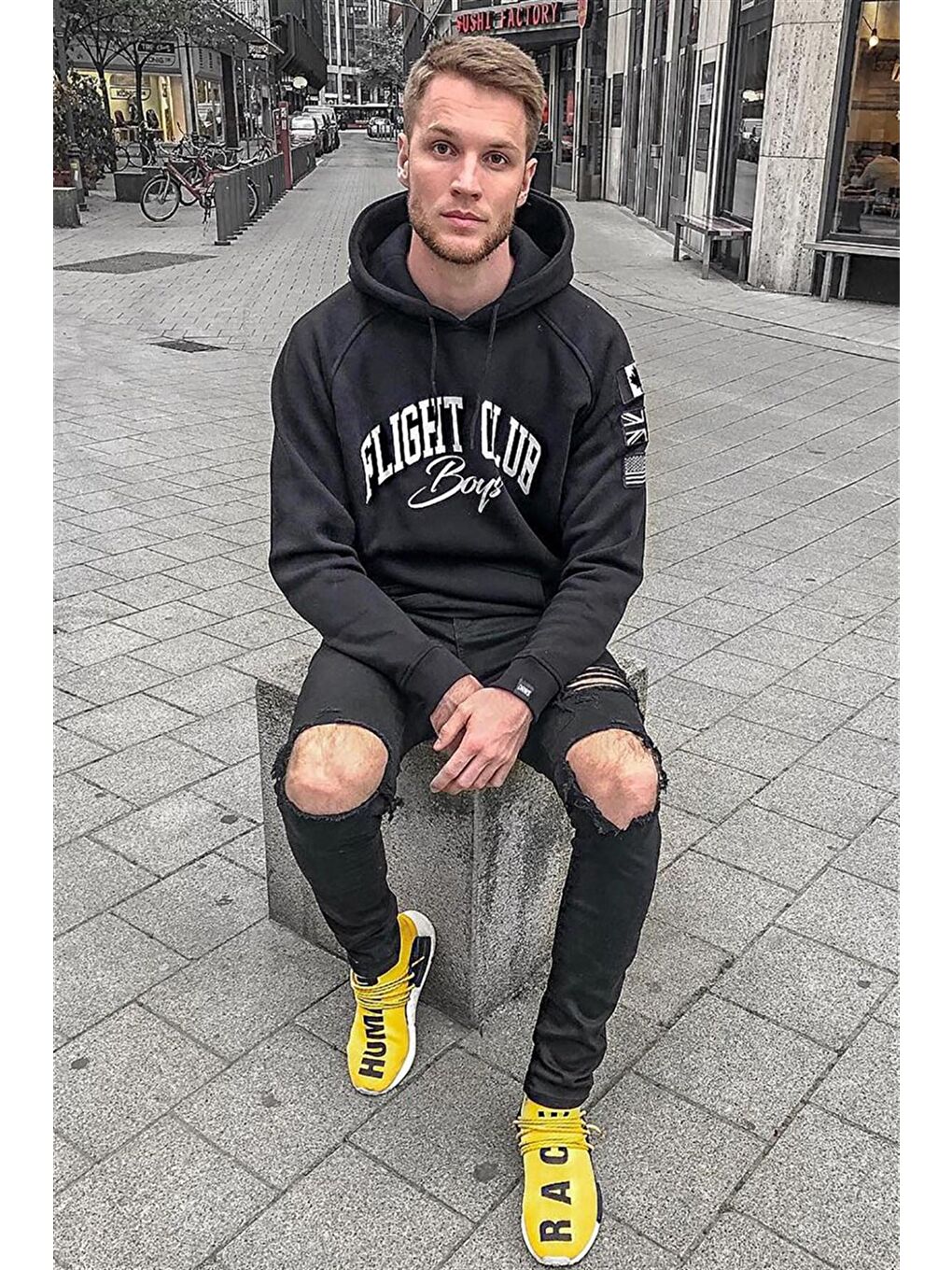 Siyah Baskılı Kapüşonlu Sweatshirt 2868-2