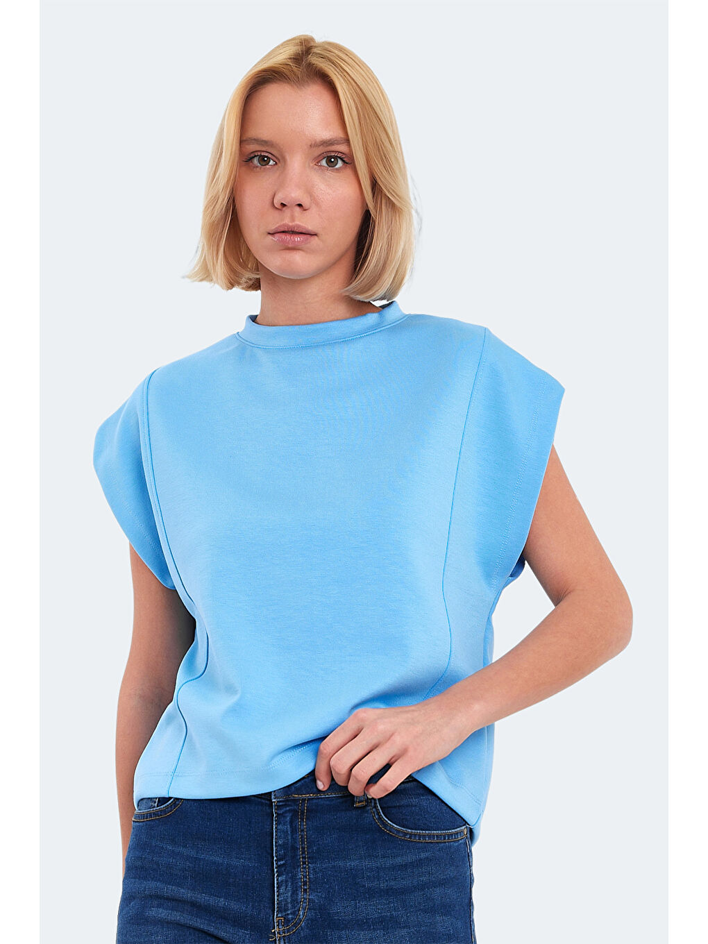 VINCENZA Kadın Mavi Tişört-2