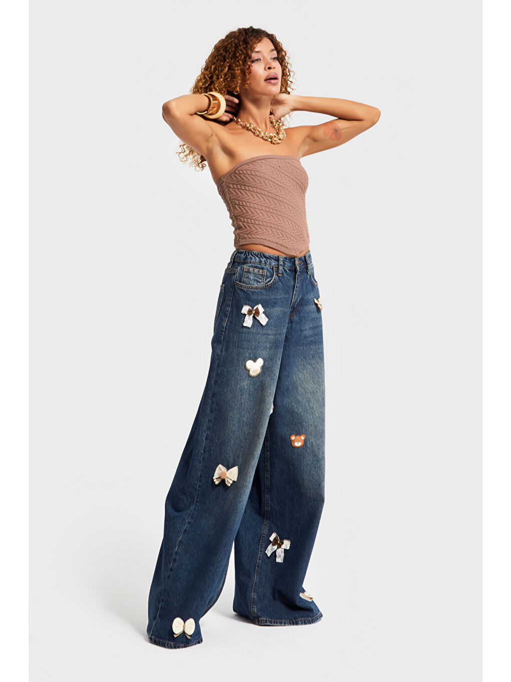 Mavi Kadın T.Kot Rengi 2w5-8 Loose Wide Leg Orta Bel Obje Detaylı Özel Tasarım Denim Jean-1