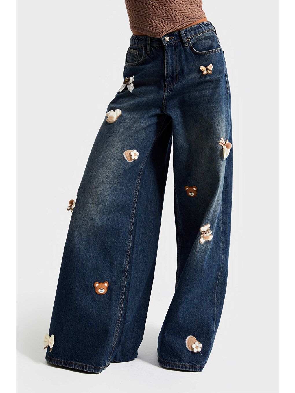 Mavi Kadın T.Kot Rengi 2w5-8 Loose Wide Leg Orta Bel Obje Detaylı Özel Tasarım Denim Jean-4