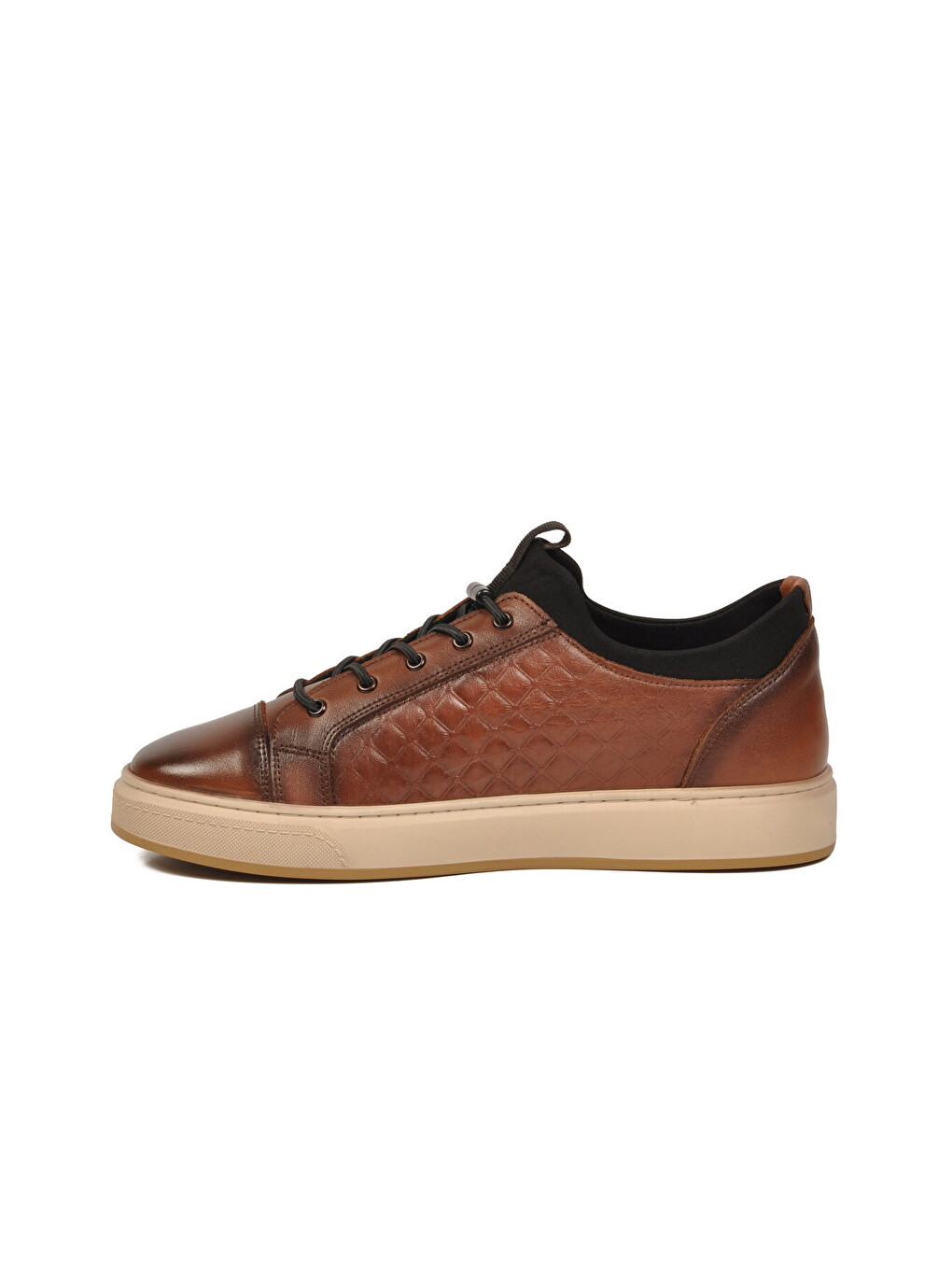 Kahverengi Taba Hakiki Deri Kroko Desenli Rahat Erkek Casual Ayakkabı Sneaker 6424-1 M-3