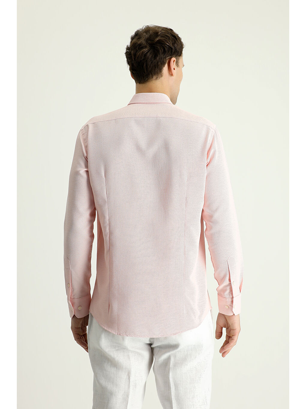 Turuncu Uzun Kol Slim Fit Dar Kesim Desenli Spor Pamuklu Kolay Ütülenebilir Düğmeli Yaka Gömlek-3