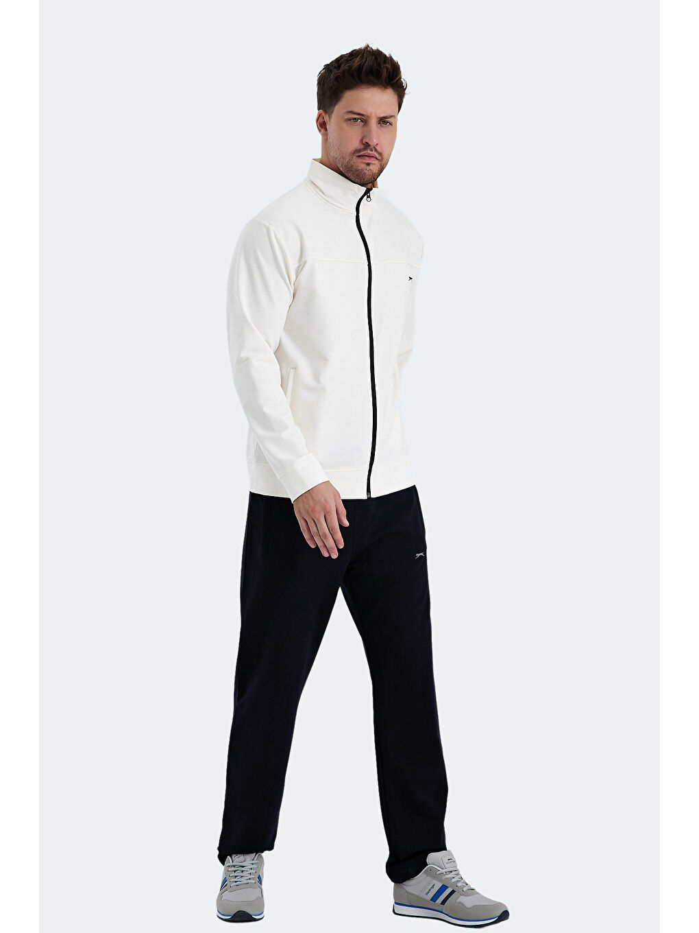 ORDER IN Erkek Fermuarlı Dik Yaka Cepli Ekru Eşofman Takımı-2