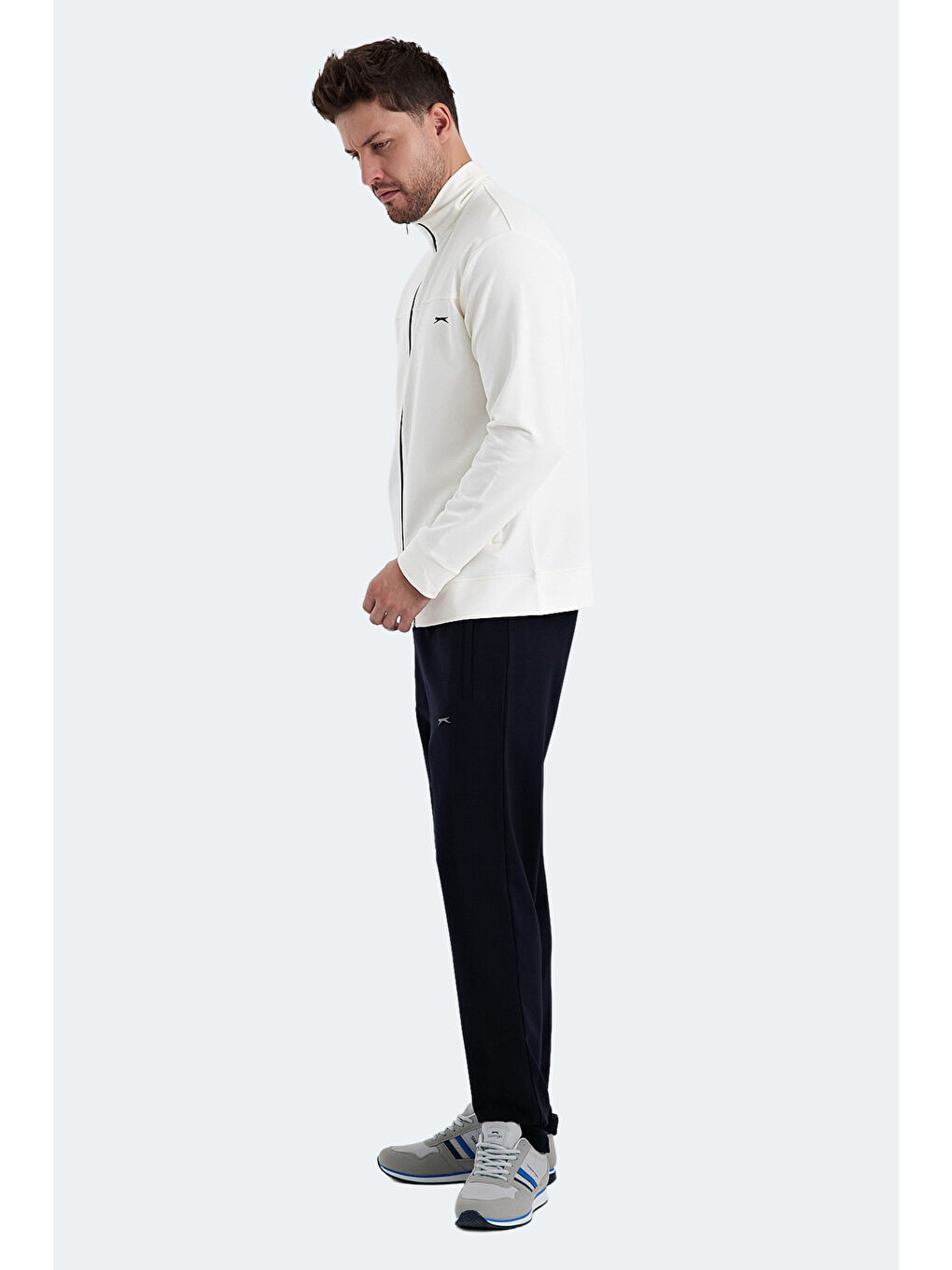 ORDER IN Erkek Fermuarlı Dik Yaka Cepli Ekru Eşofman Takımı-5